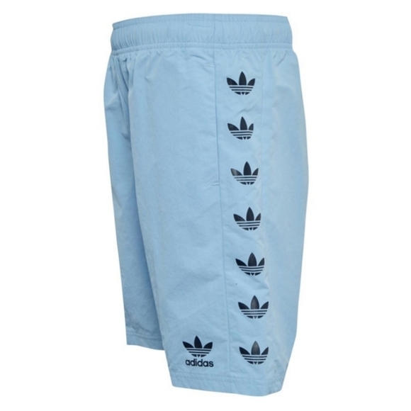 Adidas Blue Repeat Trefoil Graphic Logo Swim Shorts - Picture 2 of 9